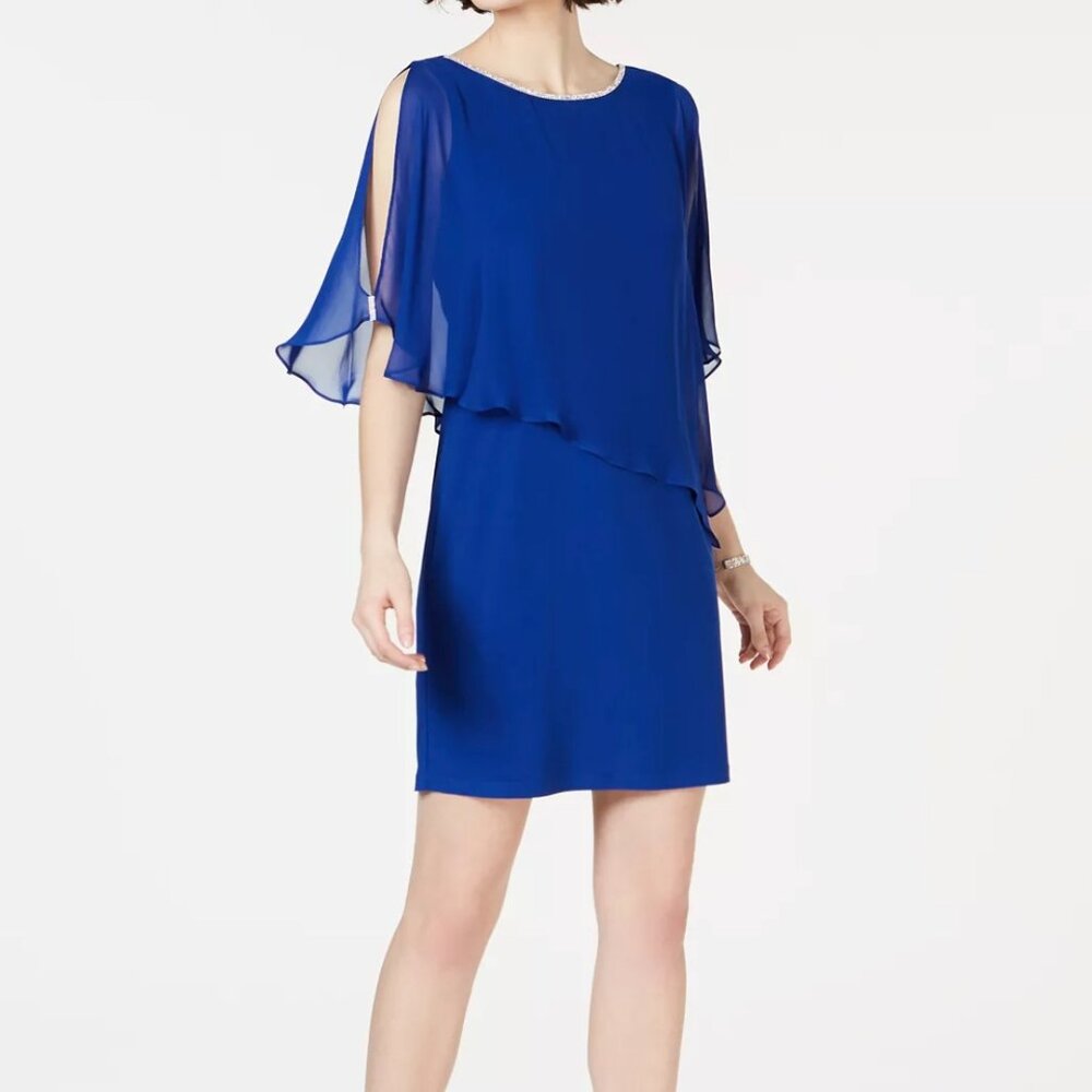 MSK Rhinestone-Trim Chiffon Popover Dress